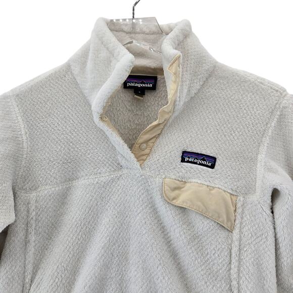Patagonia Snap-T Pullover Fleece Top Womens Small White Raw Linen Logo Heritage - Picture 3 of 12